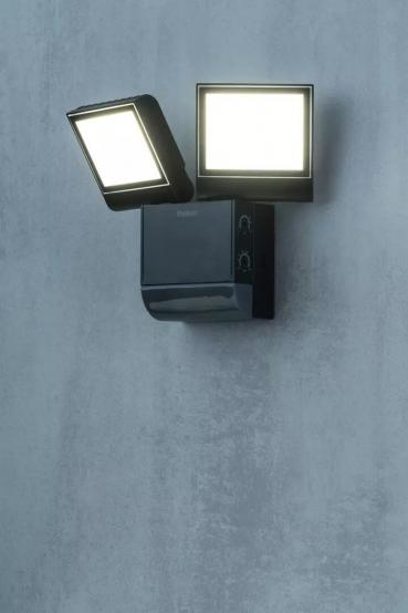 Theben theLeda S17-100 BK LED-Strahler Wandmontage, 17 Watt, schwarz, 2 LED-Panels, drehbar / schwenkbar, Bewegungsmelder, 4000 K (neutralweiß) 1020803