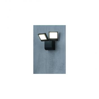 Theben theLeda S17-100L BK LED-Strahler Wandmontage außen, 17 Watt, schwarz, 2 LED-Panels, drehbar / schwenkbar, 4000 K (neutralweiß) 1020603
