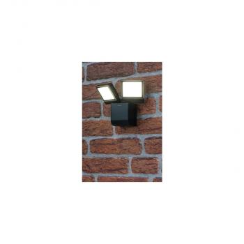 Theben theLeda S17-100L BK LED-Strahler Wandmontage außen, 17 Watt, schwarz, 2 LED-Panels, drehbar / schwenkbar, 4000 K (neutralweiß) 1020603