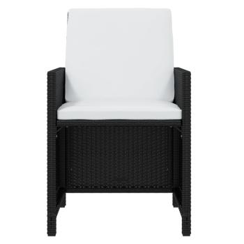 7-tlg. Garten-Essgruppe mit Kissen Poly Rattan Schwarz