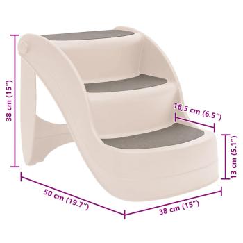 Hundetreppe mit 3 Stufen Klappbar Creme 50x38x38 cm Kunststoff