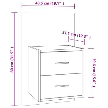 Wand-Nachttische 2 Stk. Betongrau