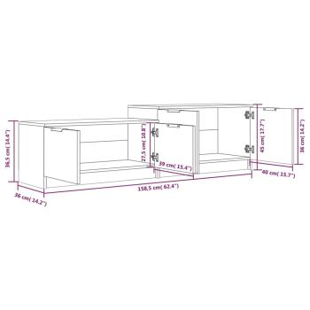 ARDEBO.de - TV-Schrank Hochglanz-Weiß 158,5x36x45 cm Holzwerkstoff