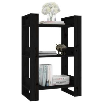 ARDEBO.de - Bücherregal/Raumteiler Schwarz 60x35x91 cm Massivholz Kiefer