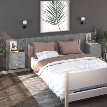 ARDEBO.de - Wand-Nachttische 2 Stk. Grau Sonoma