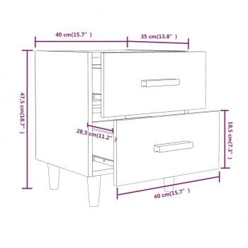Nachttische 2 Stk. Braun Eichen-Optik 40x35x47,5 cm