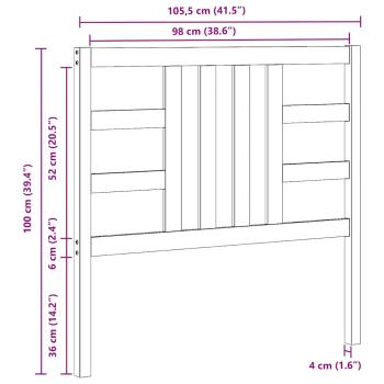 Kopfteil Grau 106x4x100 cm Massivholz Kiefer