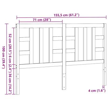 Kopfteil Grau 166x4x100 cm Massivholz Kiefer