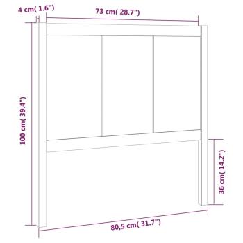 Kopfteil Grau 80,5x4x100 cm Massivholz Kiefer