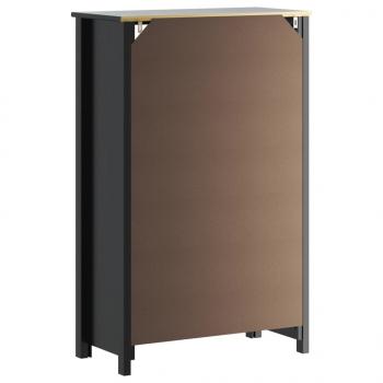 Badschrank BERG Schwarz 69,5x34x110 cm Massivholz Kiefer