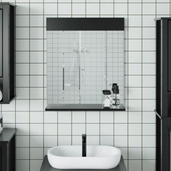 ARDEBO.de - Badspiegel mit Ablage BERG Schwarz 60x12x70 cm Massivholz