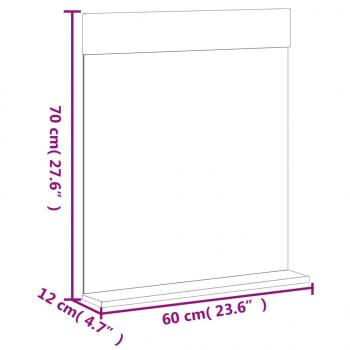 Badspiegel mit Ablage BERG Schwarz 60x12x70 cm Massivholz
