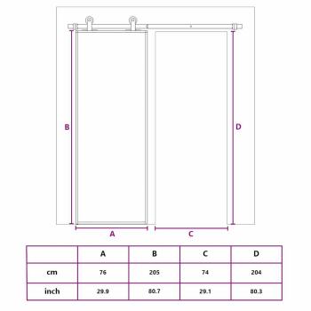 Schiebetür Golden 76x205 cm Matt ESG-Glas und Aluminium