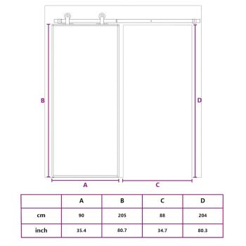 Schiebetür Golden 90x205 cm ESG-Klarglas und Aluminium