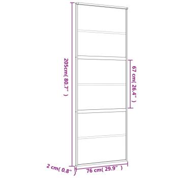 Schiebetür Golden 76x205 cm Matt ESG-Glas und Aluminium