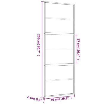 Schiebetür Golden 76x205 cm Matt ESG-Glas und Aluminium