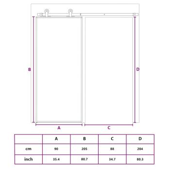 Schiebetür Golden 90x205 cm ESG-Klarglas und Aluminium