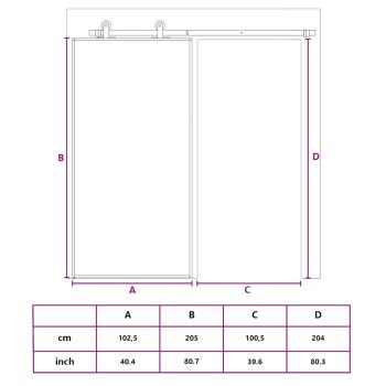 Schiebetür Golden 102,5x205 cm Matt ESG-Glas und Aluminium