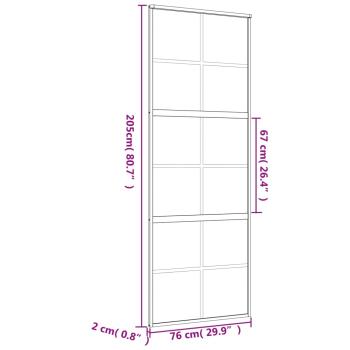 Schiebetür Golden 76x205 cm Matt ESG-Glas und Aluminium