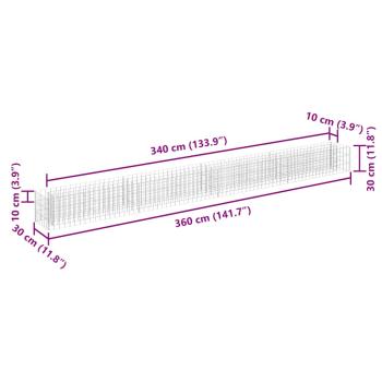  Gabionen-Hochbeet Verzinkter Stahl 360×30×30 cm