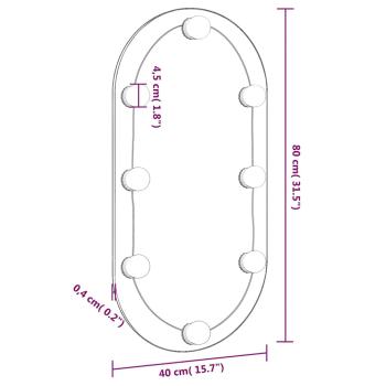 Spiegel mit LED-Leuchten 80x40 cm Glas Oval