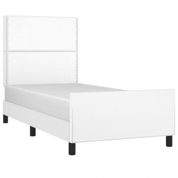 Bettgestell mit Kopfteil Weiß 90x200 cm Kunstleder