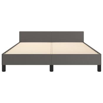 Bettgestell mit Kopfteil Grau 140x190 cm Kunstleder
