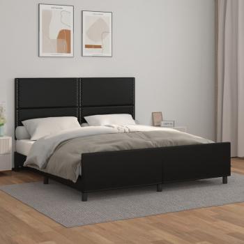 ARDEBO.de - Bettgestell mit Kopfteil Schwarz 180x200 cm Kunstleder