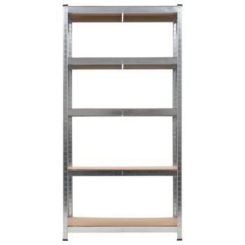Lagerregal mit 5 Böden Silbern Stahl & Holzwerkstoff