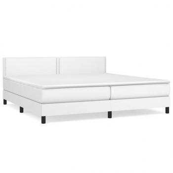 Boxspringbett mit Matratze Weiß 200x200 cm Kunstleder