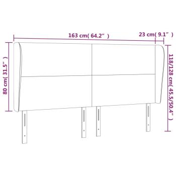 Kopfteil mit Ohren Rosa 163x23x118/128 cm Samt