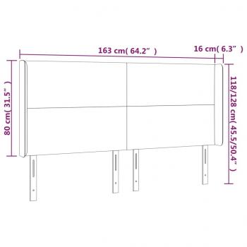LED Kopfteil Blau 163x16x118/128 cm Stoff