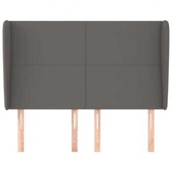Kopfteil mit Ohren Grau 147x23x118/128 cm Kunstleder