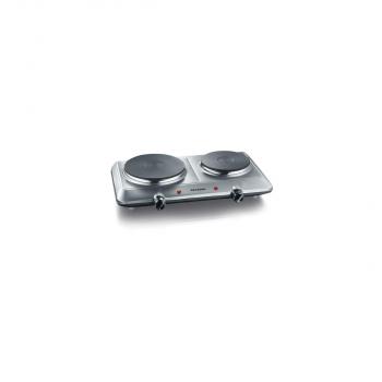 ARDEBO.de Severin DK 1014 Doppelkochplatte, 1000/1500W, 2 Heizringe, Edelstahl gebürstet/schwarz