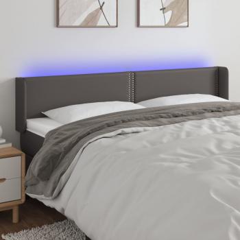ARDEBO.de - LED Kopfteil Grau 183x16x78/88 cm Kunstleder