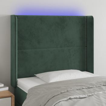 ARDEBO.de - LED Kopfteil Dunkelgrün 93x16x118/128 cm Samt
