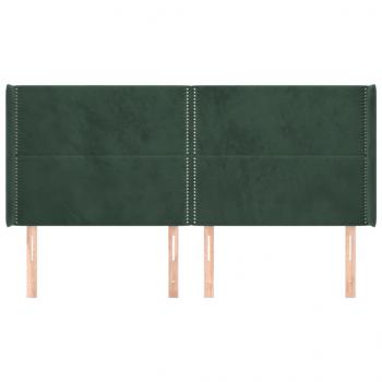 Kopfteil mit Ohren Dunkelgrün 183x16x118/128 cm Samt