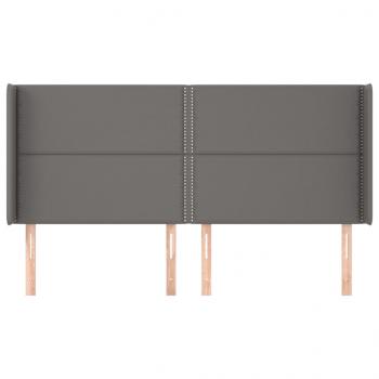 Kopfteil mit Ohren Grau 163x16x118/128 cm Kunstleder