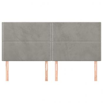 Kopfteile 4 Stk. Hellgrau 100x5x78/88 cm Samt