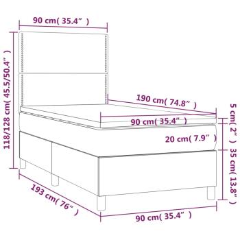 Boxspringbett mit Matratze & LED Dunkelgrau 90x190 cm Samt