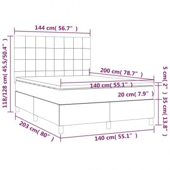 Boxspringbett mit Matratze Hellgrau 140x200 cm Stoff