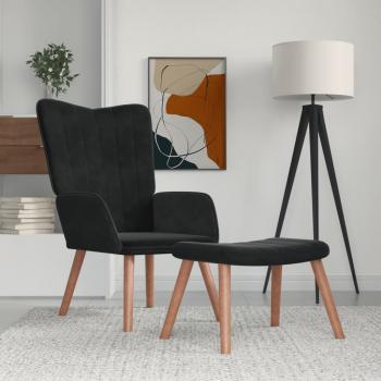 ARDEBO.de - Relaxsessel mit Hocker Schwarz Samt