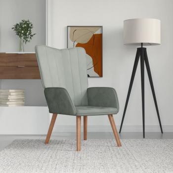 ARDEBO.de - Relaxsessel Hellgrau Samt