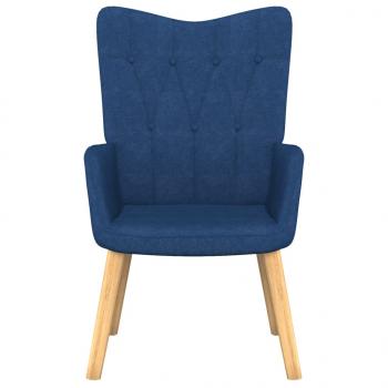 Relaxsessel mit Hocker Blau Stoff