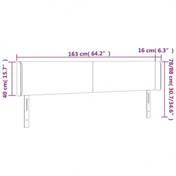 Kopfteil mit Ohren Grau 163x16x78/88 cm Kunstleder