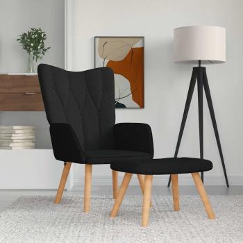 ARDEBO.de - Relaxsessel mit Hocker Schwarz Stoff