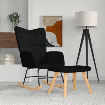 ARDEBO.de - Schaukelsessel mit Hocker Schwarz Stoff
