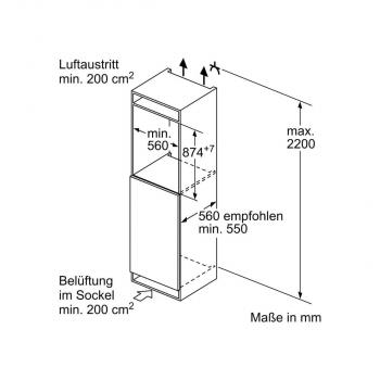 Siemens KI21RNSE0 iQ100 Einbaukühlschrank, Nischenhöhe: 88 cm, 136 L, Schleppscharnier, extrem leise, Home Connect, LED-Beleuchtung, weiß