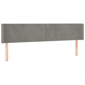 LED Kopfteil Hellgrau 183x16x78/88 cm Samt