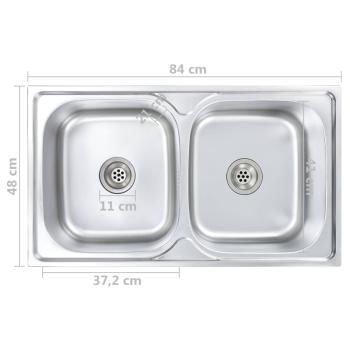 Küchenspüle Doppelbecken mit Sieb & Siphon Edelstahl 